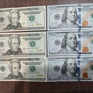 3عدد 100 دلاری و 3 عدد 20 دلاری