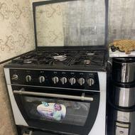 گاز فر پنج شعله رنگ مشکی نقره ای درحدنو