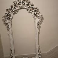 قاب ایینه منیت کاری رزین رنگ کرم شیری شیک