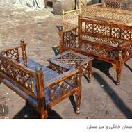 تخت سنتی مبل 4 نفره همراه با عسلی رنگ شده براق ضد آب