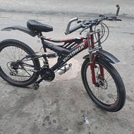 دوچرخه سایز 24 دنده ای کمک فنر دار تازه سرویس شده ترمز دیسکی