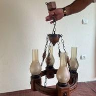 لوستر چوبی طرح چهار شعله
