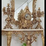 ایینه شمعدان و ساعت برنز با کنسول
