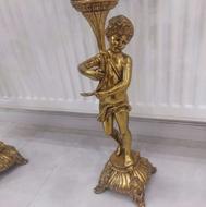 شمعدان برنجی قدیمی آنتیک سنگین