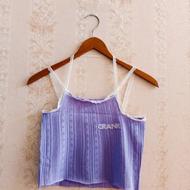 کراپ تاپ کبریتی گیپور دار فری سایز – زرد و بنفش CRANK