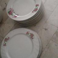 بشقاب چینی گل سرخی دودست