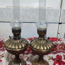 دو چراغ لمپای قدیمی برنجی