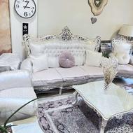 مبل 7 نفره و میز ناهار خوری 8 نفره و میز جلومبلی و عسلی