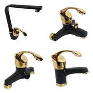 ست شیرآلات مشکی طلایی مدل منقاری مجموعه 4 عددی