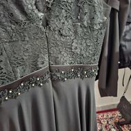 لباس مجلسی نو سایز 38.گیپور و پایین حریر و گیپور