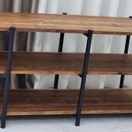 کتابخانه و زیر تلوزیون چوب و فلز