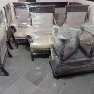 مبلمان راحتی 7 نفره با میز و عسلی شیشه ای درجه یک نو نو