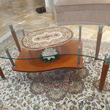 میز عسلی 3 تیکه با میز جلو مبلی / پایه چوبی