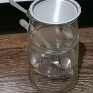 سه تیکه شیشه ای با قاشق استیل