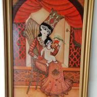 یکعدد تابلو نقاشی پشت شیشه مینیاتور طرح قاجاری بدون مشابه