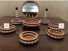 هفت سین چوبی مهره دار همراه ایینه شمندان و جای سبزه در شیپور