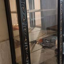 بوفه چوبی سه طبقه شیشه خور