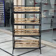 استند چوب و فلز قفسه پانچی قفسه هایپری میز فروشگاه