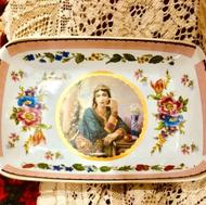 دو ظرف گود سرو آنتیک طرح بانوی قاجاری