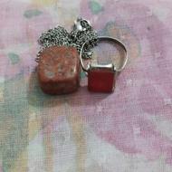 فروش یک عدد گردنبند پسرانه سنگ جاسپر و انگشتر سنگ عقیق