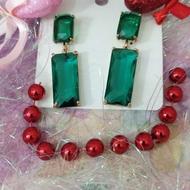 فروش یک جفت گوشواره گله غازی سبز الماسی زنانه استیل آویز