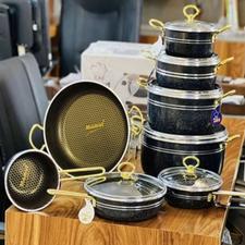 سرویس قابلمه 14پارچه دسته فلز درب پیرکس