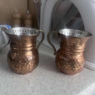 ظروف مسی پارچ لیوان جام شیرینی خوری پایه دار