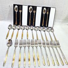 قاشق و چنگال استیل طلایی