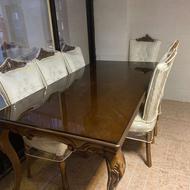 میز ناهار نهار خوری بزرگ با شیشه 8 میل تراش خرده