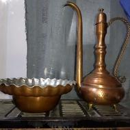 افتابه لگن بزرگ پایه دار مسی درجه یک وعالی