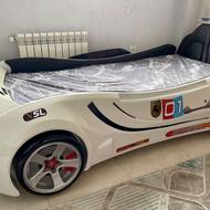 تخت مدل ماشین پورشه سفید و تشک خوشخواب