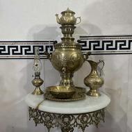 سماور برنجی و پایه برنجی کاملا نو