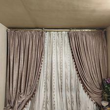 پرده همراه با کتیبه مخمل و تور ست زیر خودش