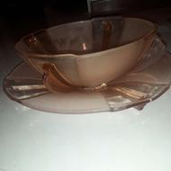 کاسه و سینی صورتی قدیمی قدمت بالای 30سال