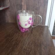 لیوان پیرکس دوجداره گلدار