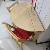 نهار خوری چهار نفره تاشو که دو نفری میشه چوب راش اصل