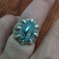 انگشتر نقره رکاب چهار چنگ اژدها سنگ شجر دو درخت