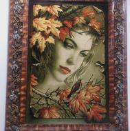 تابلو فرش دختر پاییزه