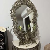 آینه کنسول و ساعت و شمعدان در حد نو