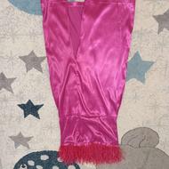 لباس مجلسی دکلته چاک دار سایز 38 40 سرخابی پر دار پینترستی