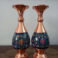 گلدان مسی مینا کاری