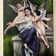 تابلو نقاشی رنگ روغن فرشته 60 در 80