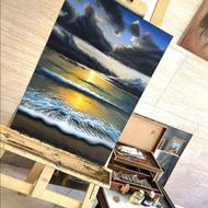 تابلو نقاشی رنگ روغن دریا