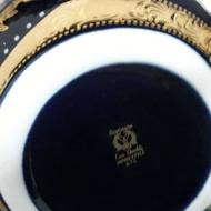 یک جفت گلدان سرمه ای طلائی