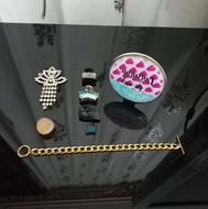 آینه گرد آرایشی/دستبند/سنگ انگشتر/گیره روسری/گل سینه/باهم650