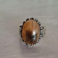 انگشتر نقره 925 مزین به عقیق مصور