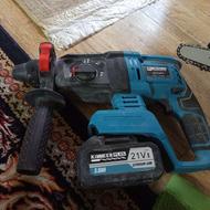 بتن کن دریلی شارژی 4کیلو براشلس+اره چوب بری شارژی