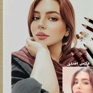 نقاشی چهره طبیعی با دو تکنیک سیاهقلم و مدادرنگی