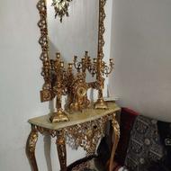 آینه و شمعدان برنجی و آلومینیوم