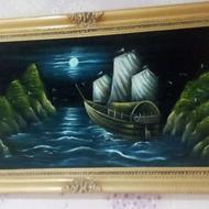 تابلو کشتی در غروب